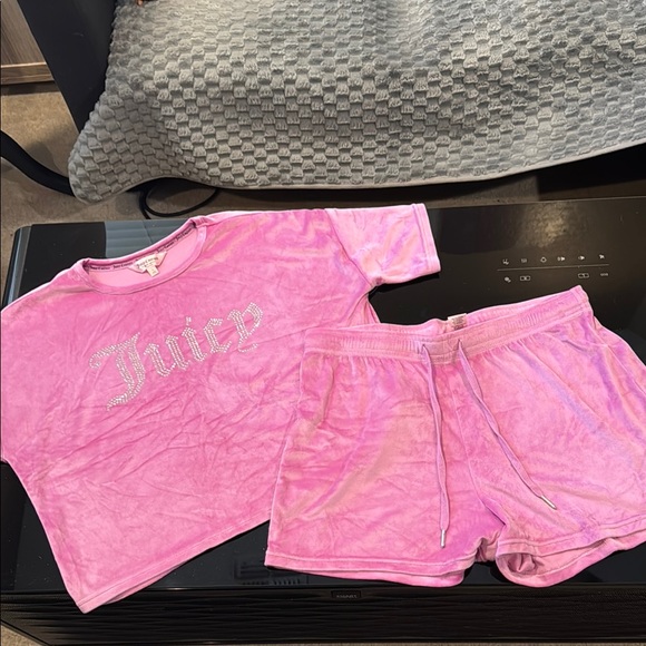 Juicy Couture Other - Juicy Couture Pink Pajama Set Plush Long-Sleeve Top and Shorts